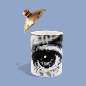 Gold and Black Eye Design Ceramic Jar